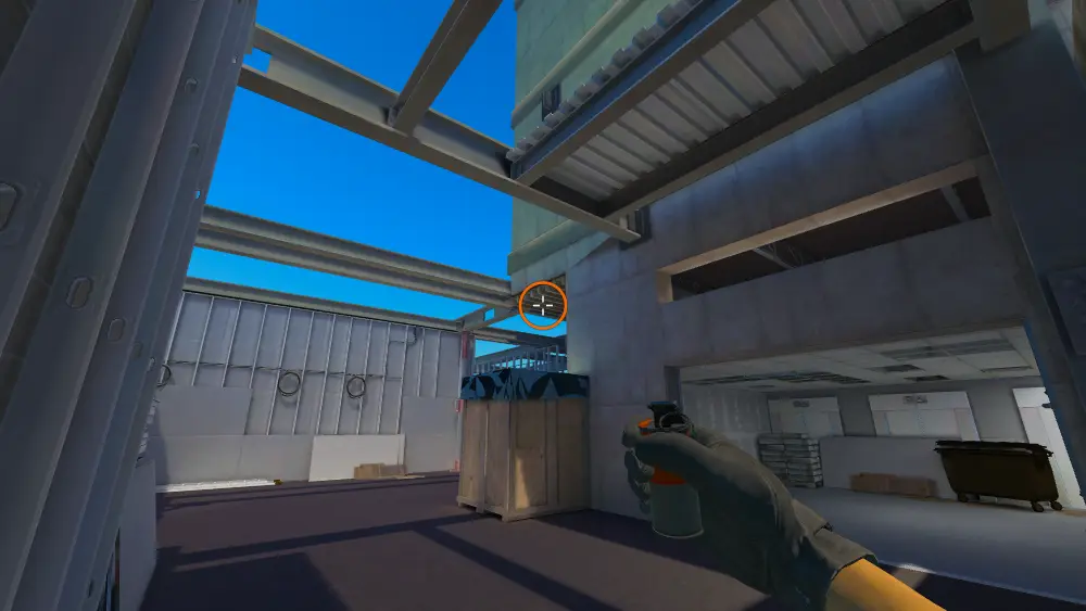 Standing on the Mid spot on Vertigo, the aim mark on the point this smoke is thrown at.