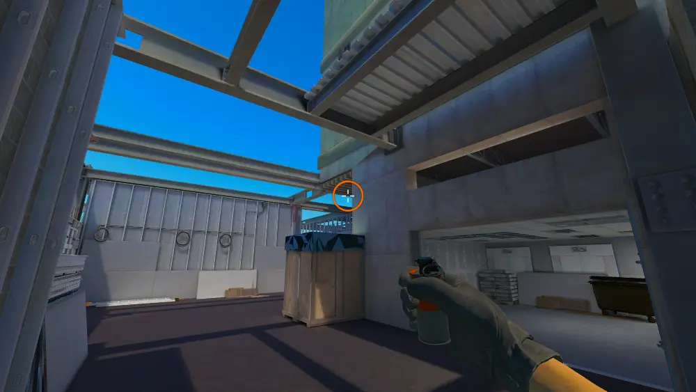 Standing on the Mid Iron spot on Vertigo, the aim mark on the point this molotov is thrown at.
