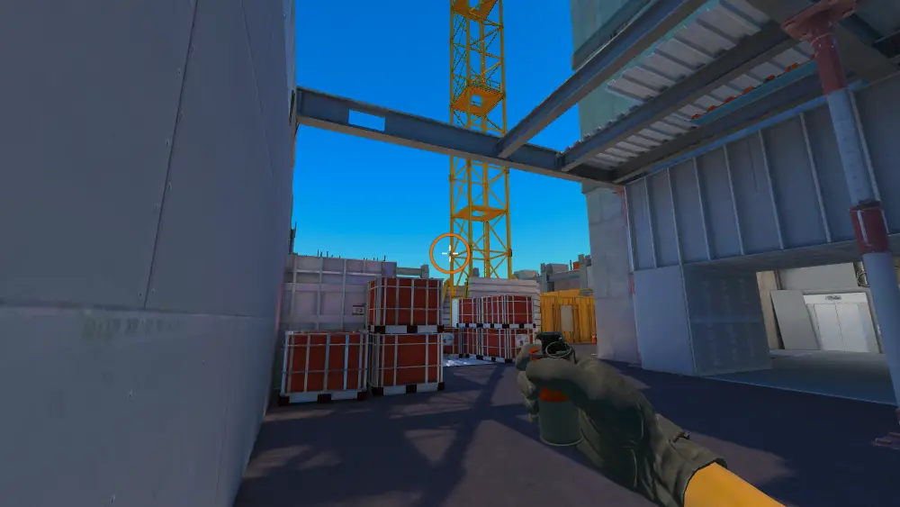 Standing on the A Site spot on Vertigo, the aim mark on the point this smoke is thrown at.