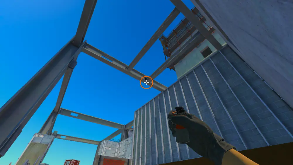 Standing on the Stairs spot on Vertigo, the aim mark on the point this smoke is thrown at.
