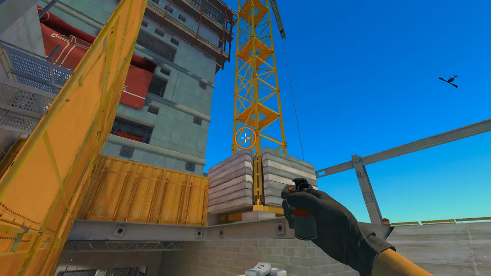 Standing on the Ramp spot on Vertigo, the aim mark on the point this molotov is thrown at.