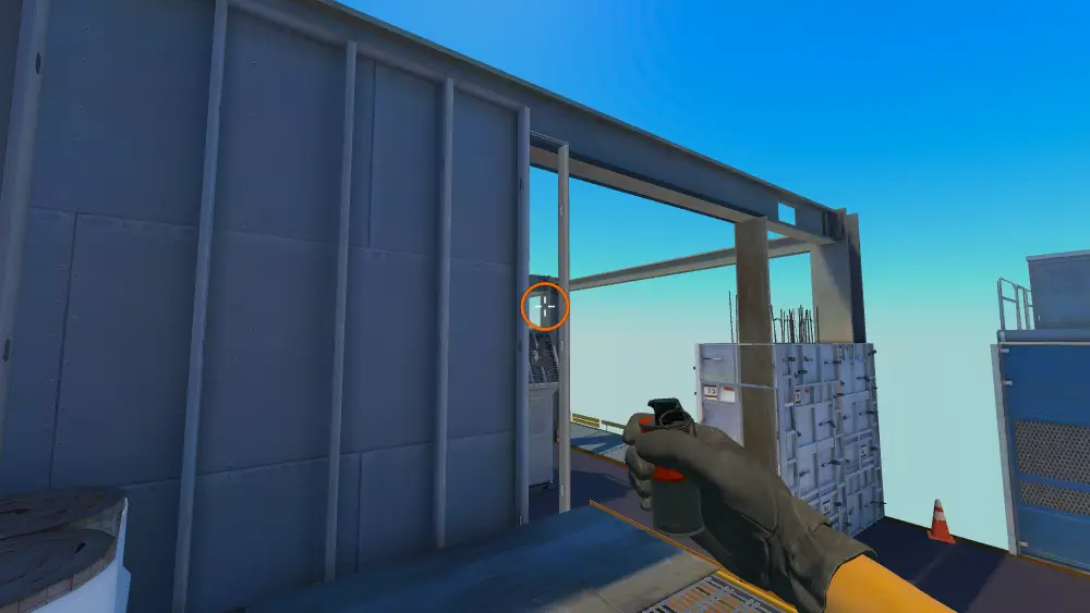 Standing on the Connector spot on Vertigo, the aim mark on the point this molotov is thrown at.