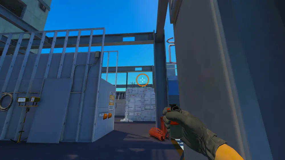 Standing on the CT Spawn spot on Vertigo, the aim mark on the point this molotov is thrown at.