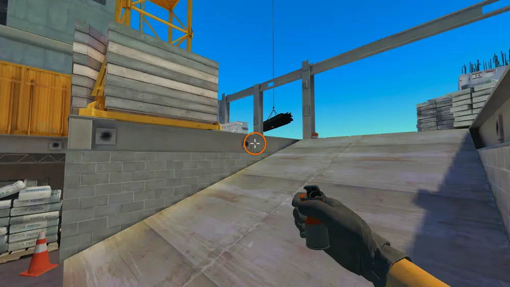 Standing on the Ramp spot on Vertigo, the aim mark on the point this smoke is thrown at.