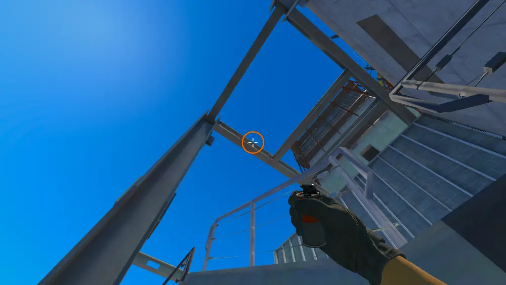 Standing on the Stairs spot on Vertigo, the aim mark on the point this smoke is thrown at.