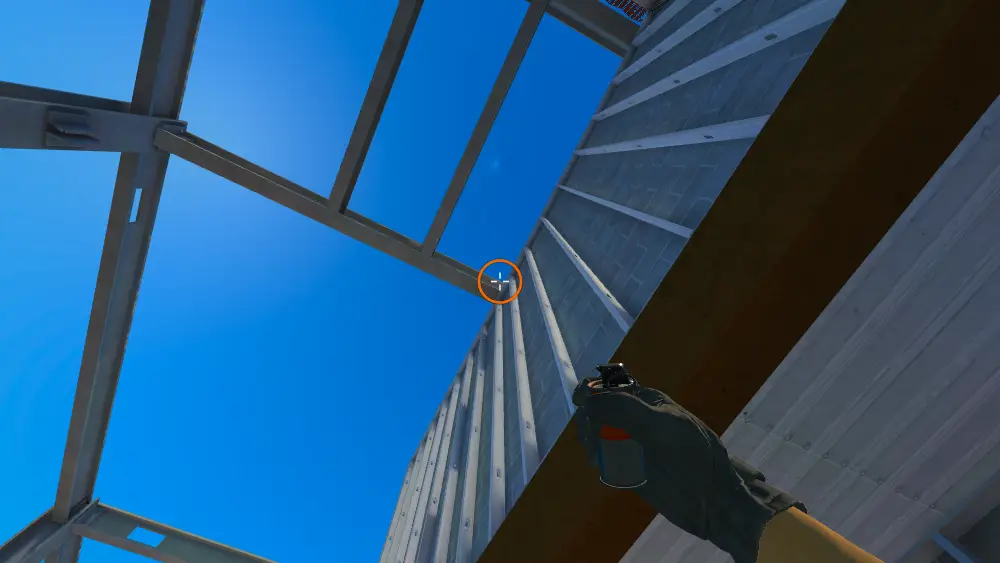 Standing on the Stairs spot on Vertigo, the aim mark on the point this smoke is thrown at.