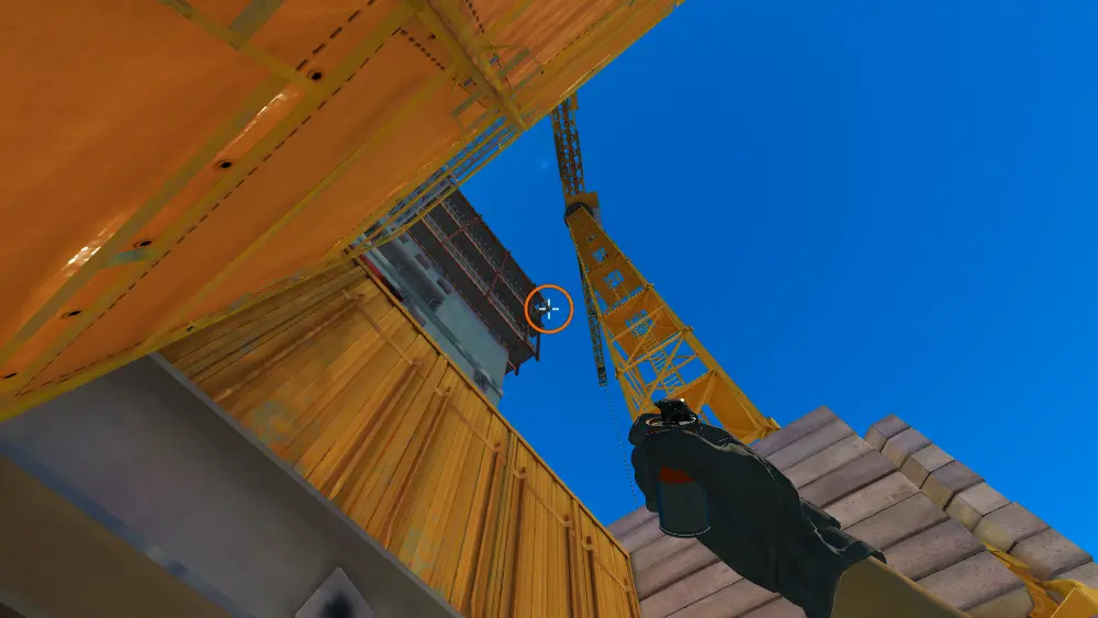 Standing on the A Ramp spot on Vertigo, the aim mark on the point this smoke is thrown at.