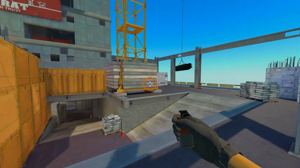 Standing on the Ramp spot on Vertigo, the aim mark on the point this molotov is thrown at.