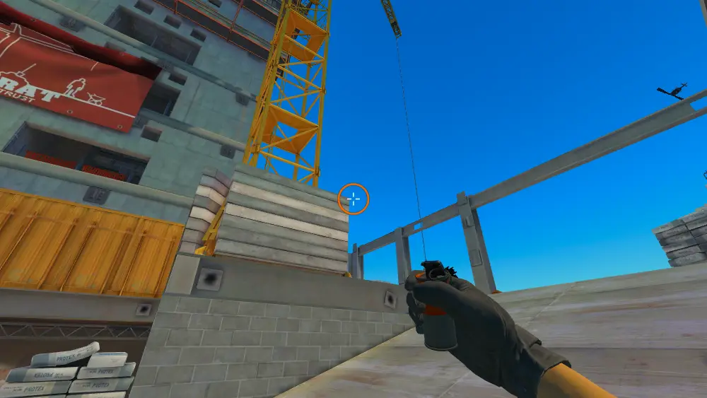 Standing on the Ramp spot on Vertigo, the aim mark on the point this molotov is thrown at.