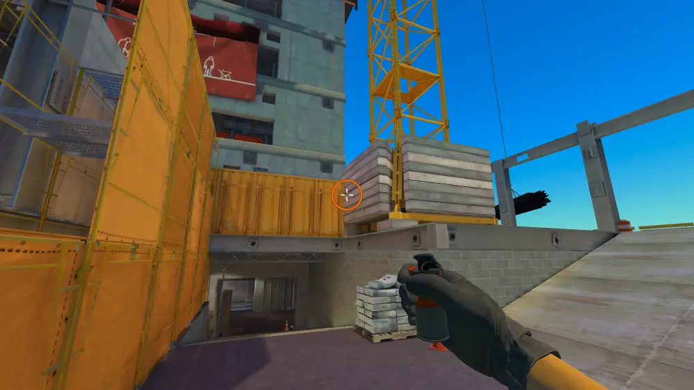 Standing on the Ramp spot on Vertigo, the aim mark on the point this smoke is thrown at.