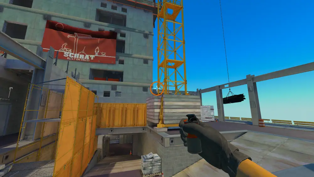 Standing on the Ramp spot on Vertigo, the aim mark on the point this smoke is thrown at.