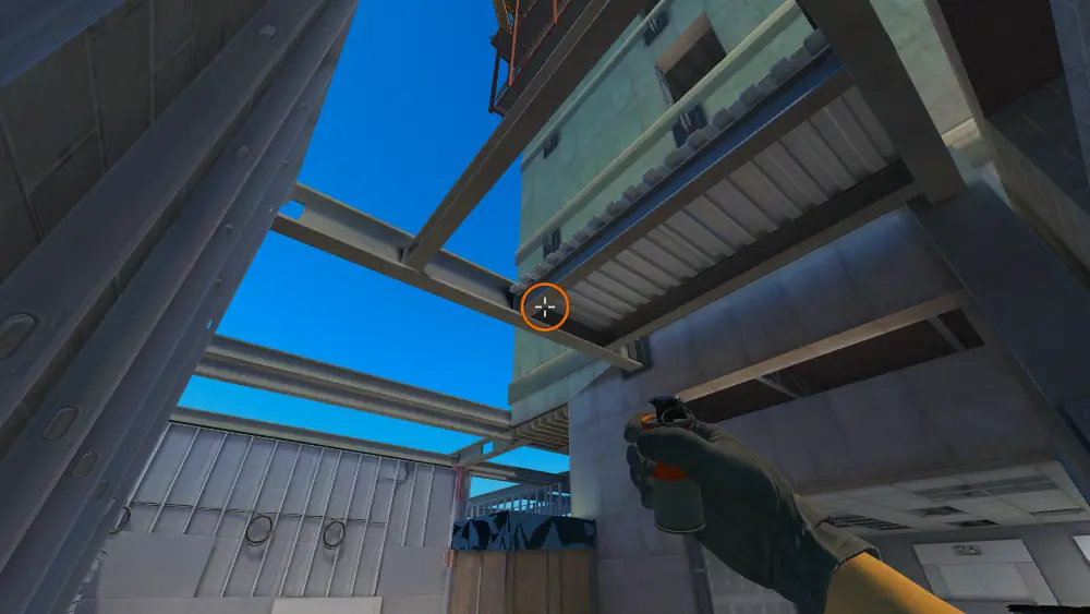 Standing on the Iron spot on Vertigo, the aim mark on the point this flash is thrown at.