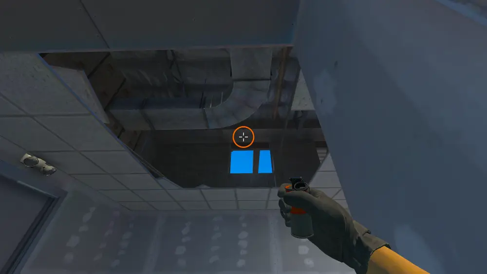 Standing on the T Mid spot on Vertigo, the aim mark on the point this flash is thrown at.