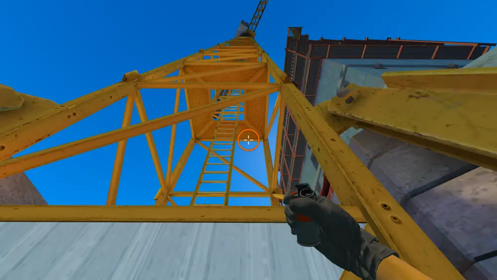 Standing on the Crane spot on Vertigo, the aim mark on the point this molotov is thrown at.