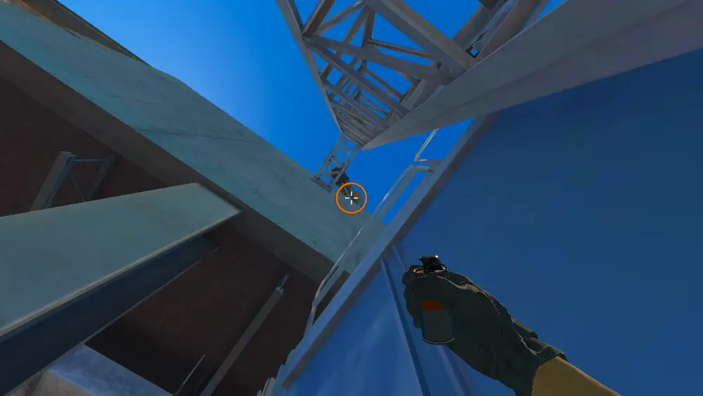 Standing on the T Spawn spot on Vertigo, the aim mark on the point this smoke is thrown at.