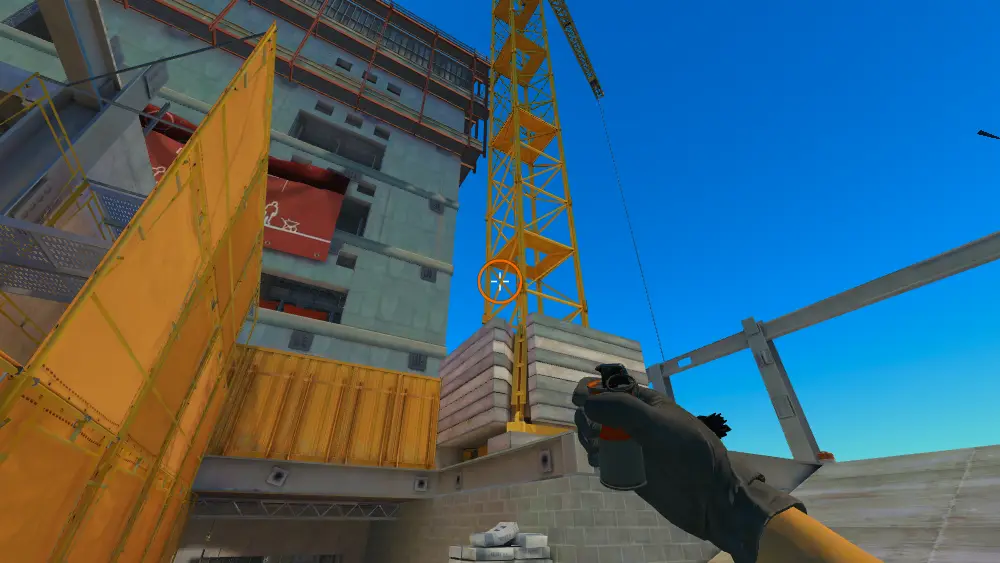 Standing on the Ramp spot on Vertigo, the aim mark on the point this smoke is thrown at.