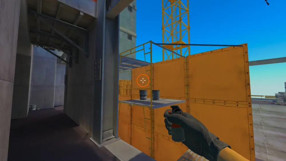 Standing on the Tarp spot on Vertigo, the aim mark on the point this smoke is thrown at.