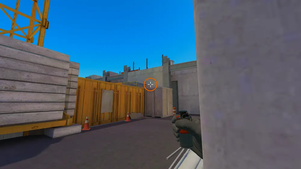 Standing on the A Site spot on Vertigo, the aim mark on the point this smoke is thrown at.