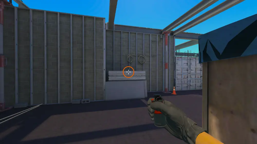 Standing on the Mid spot on Vertigo, the aim mark on the point this smoke is thrown at.