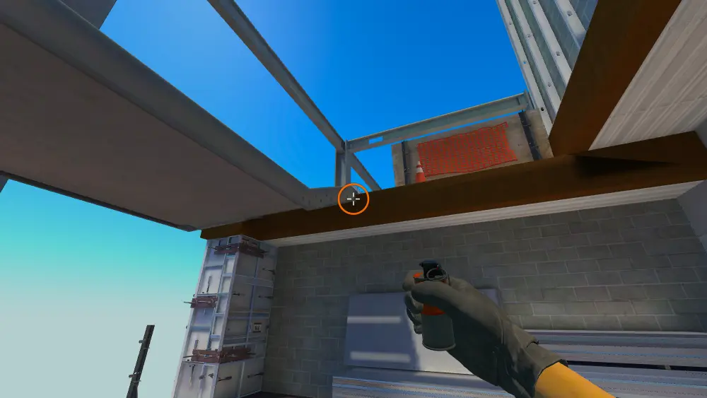 Standing on the B Stairs spot on Vertigo, the aim mark on the point this molotov is thrown at.